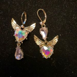 Betsey Johnson angel winged heart earrings